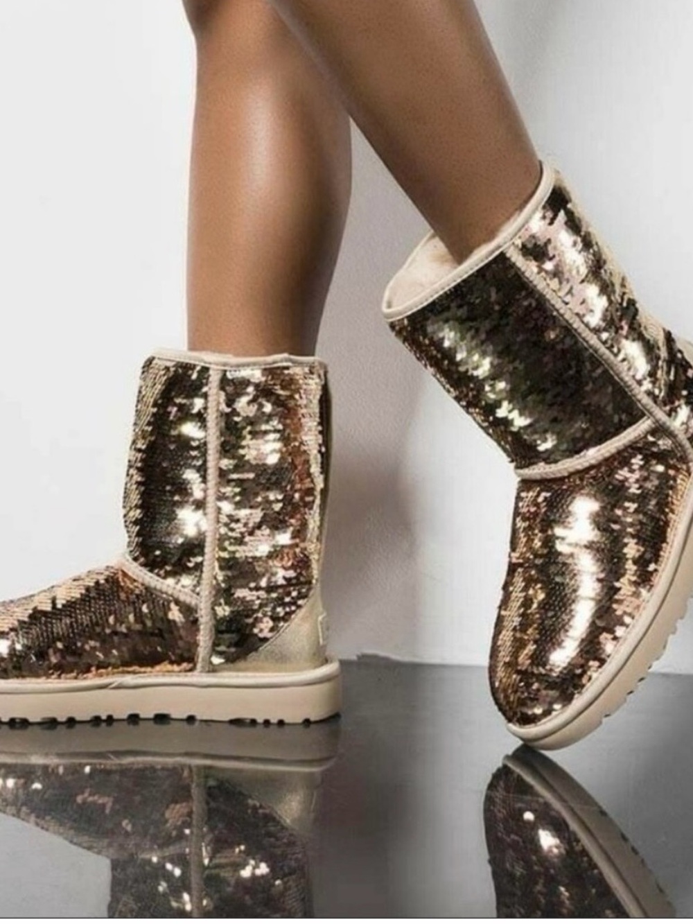 UGG Sequin Mid-Calf Boots - Rose Gold